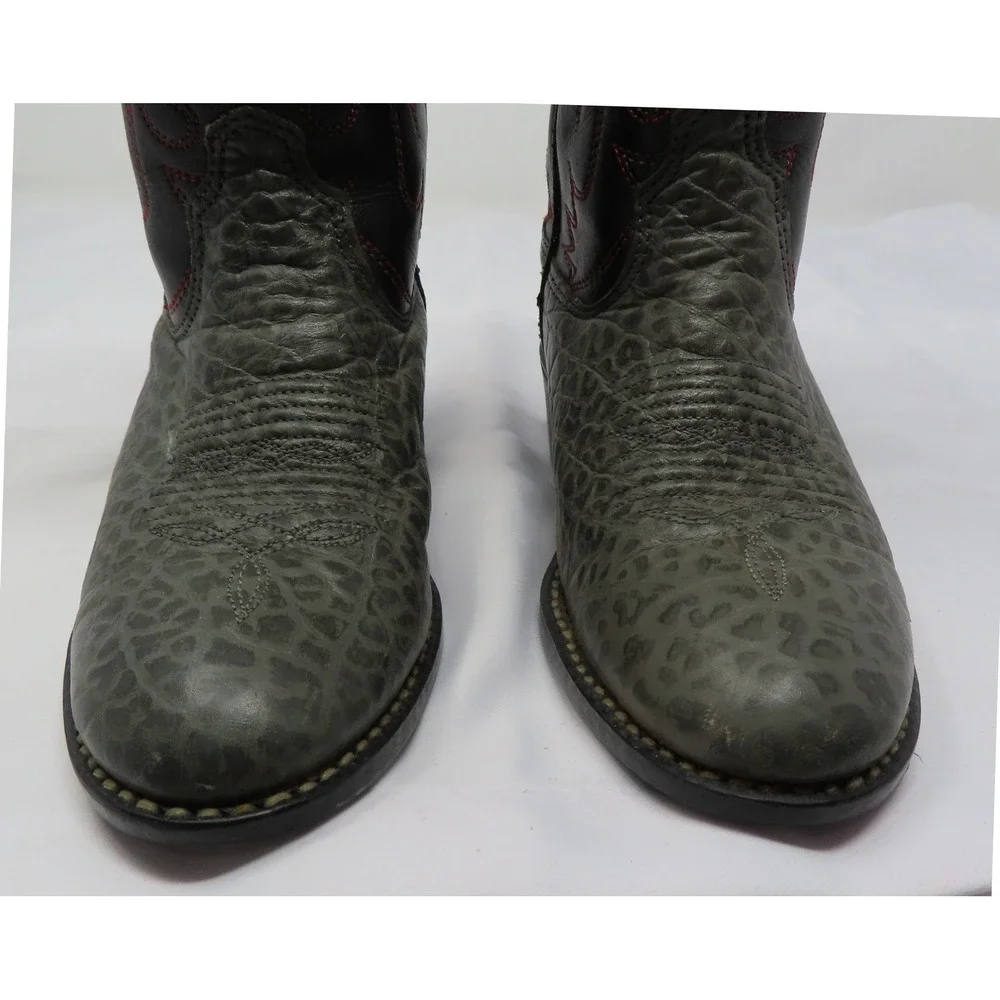 Toddler Kids 11.5 Elephant‎ Print Leather Cowboy Boots Western Black Red